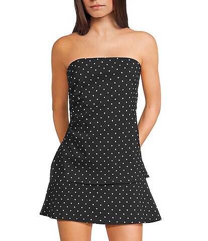 Originality Strapless Polka Dot Side Cinch Top