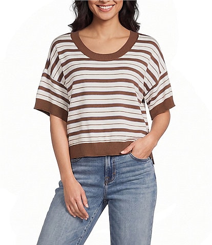 Originality Striped Short Sleeve Sweater