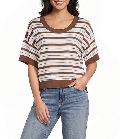Originality Striped Short Sleeve Sweater