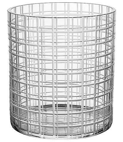 Orrefors Cut In Number Checkered Vase Low