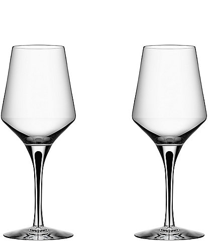 Orrefors Metropol Black Crystal White Wine Glass, Set of 2