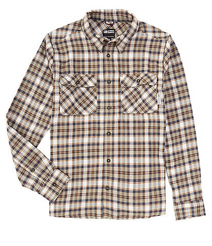 Outdoor Research Performance Stretch Feedback Flint Plaid Flannel Twill Long Sleeve Woven Shirt