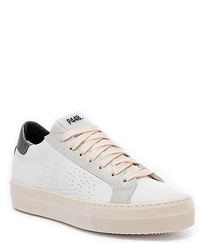 P448 Thea Chalk Leather Platform Sneakers