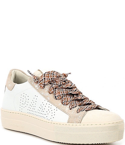 P448 Thea Cloud Low Top Leather Lace Up Platform Sneakers