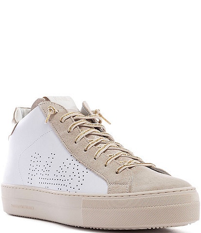 P448 Thea Leather Mid Top Lace Up Sneakers