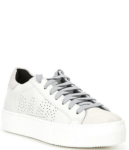 P448 Thea White Laser Low Top Leather Platform Sneakers