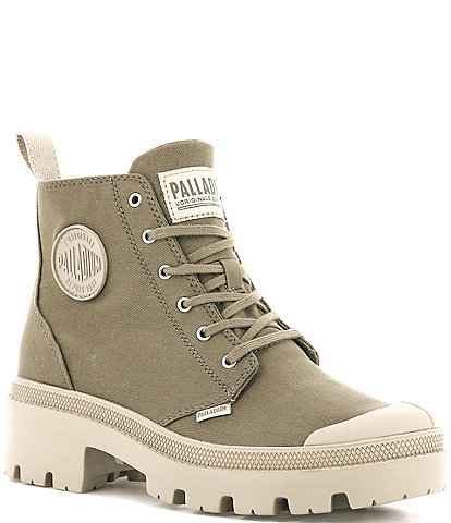 Palladium Women's Pallabase Twill Canvas Lug Sole Sneaker Booties