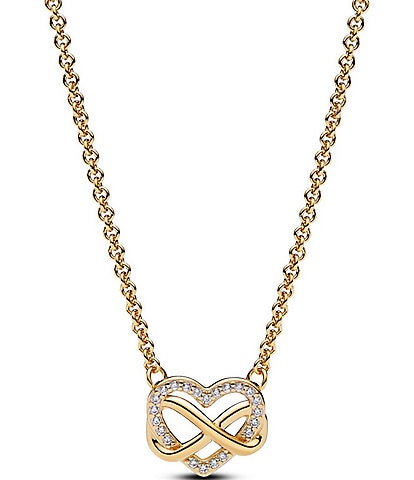 Pandora Sparkling Infinity Heart Collier Gold Short Pendant Necklace