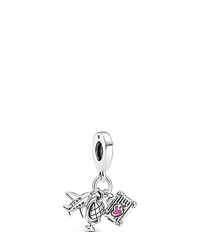 Pandora Airplane, Globe & Suitcase Dangle Sterling Silver Charm