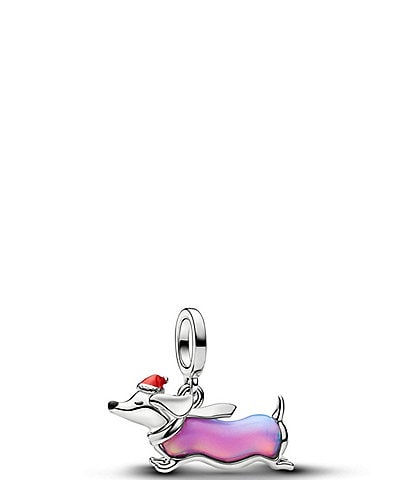 Pandora Dachshund Platinum Lab Created Opal Charm