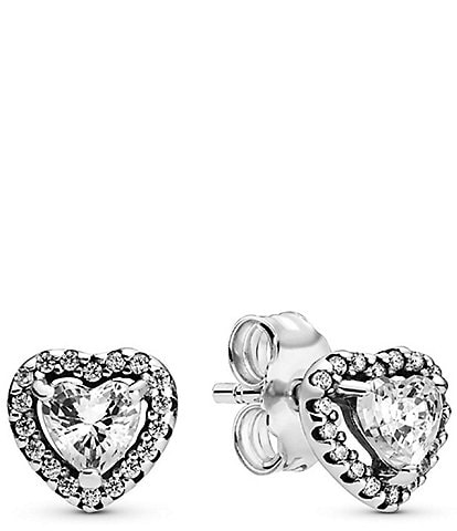 Pandora Elevated Heart Sterling Silver Stud Earrings