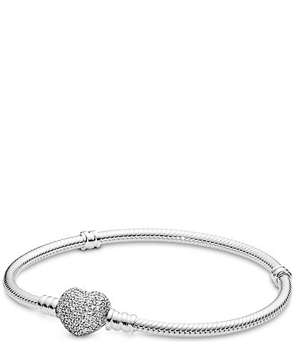 Pandora Heart Snake CZ Sterling Silver Chain Bracelet