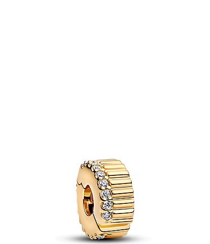 Pandora Mini Ribbed Clip Gold Charm