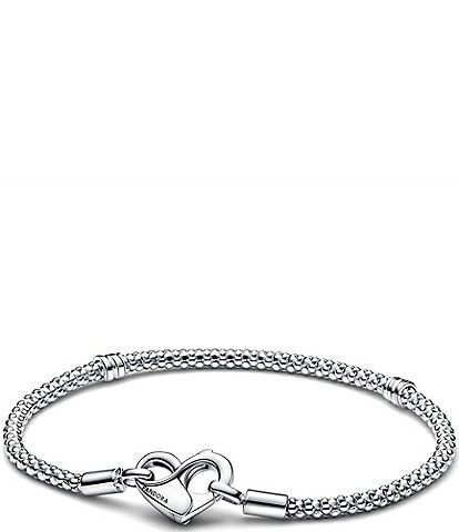 Pandora Moments Studded Sterling Silver Chain Charm Bracelet
