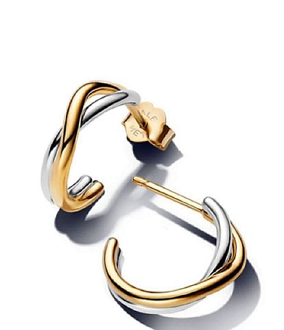 Pandora Organically Shaped Two-Tone Open Hoop Earrings