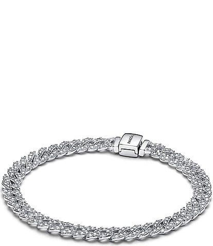 Pandora Pave Cuban Sterling Silver Chain Bracelet