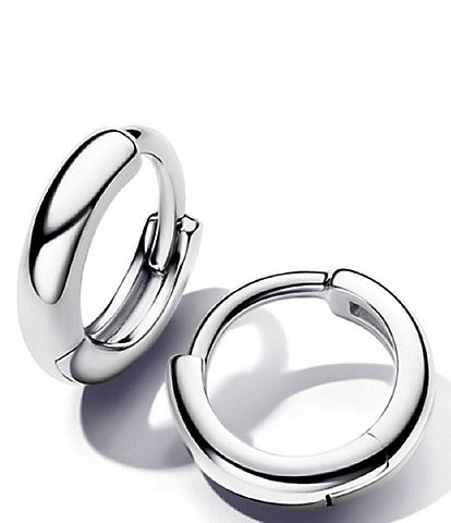 Pandora Round Huggie Sterling Silver Hoop Earrings