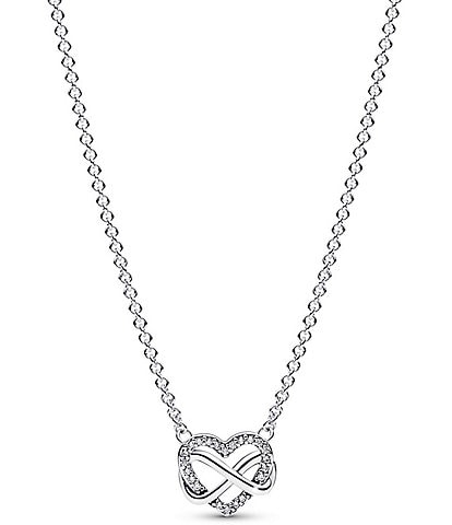 Pandora Sparkling Infinity Heart Collier Sterling Silver Short Pendant Necklace