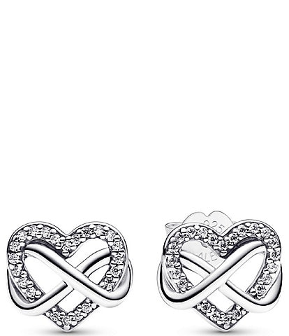 Pandora Sparkling Infinity Heart Sterling Silver Stud Earrings