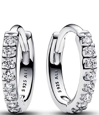Pandora Sparkling Sterling Silver Huggie Hoop Earrings