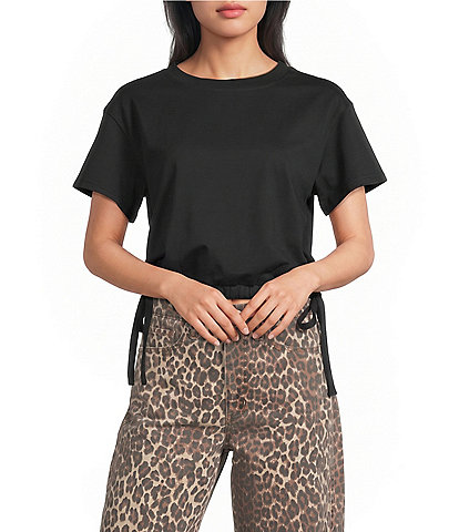 Papermoon Short Sleeve Side Tie Bubble Top