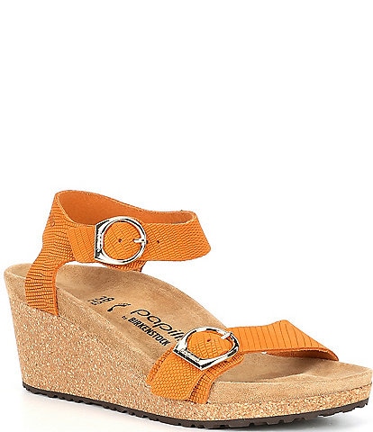 Papillio by Birkenstock Soley Embossed Ankle Strap Wedge Sandals