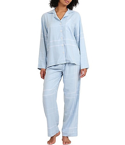 Papinelle Comfy Plaid Long Sleeve Notch Collar Coordinating Pajama Set