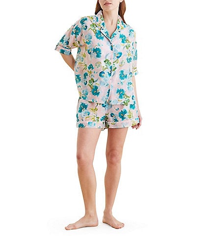 Papinelle Audrey Lightweight Woven Short Sleeve Notch Collar Shorty Pajama Set