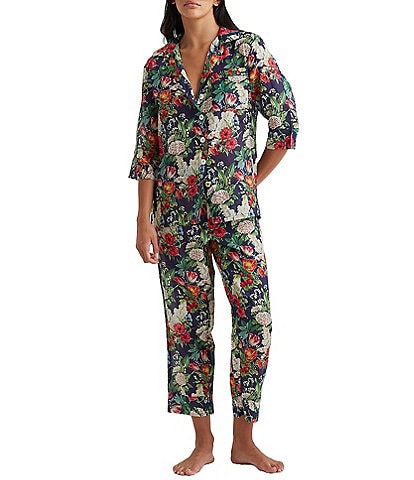 Papinelle Clara Woven 3/4 Sleeve Floral Print Pajama Set