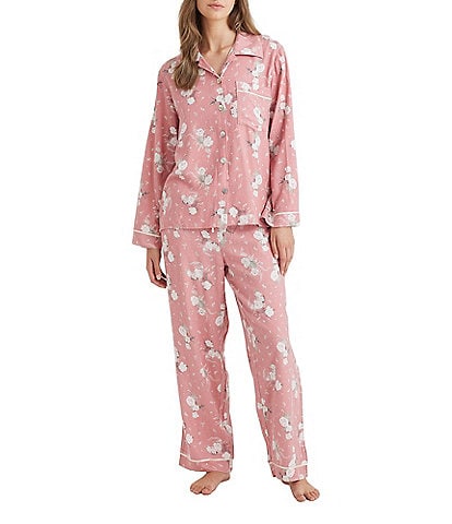 Papinelle Cozy Floral Long Sleeve Notch Collar Pajama Set