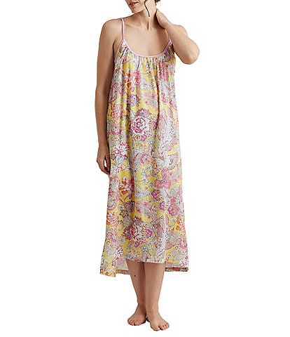Papinelle Ella Floral Sleeveless Scoop Neck Pocketed Maxi Nightgown