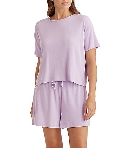 Papinelle Luxe Rib Soft Knit Touch Scoop Neck Short Sleeve Tee & Short Set