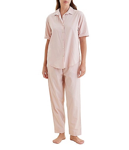 Papinelle Madison Woven Short Sleeve Notch Collar Pajama Set