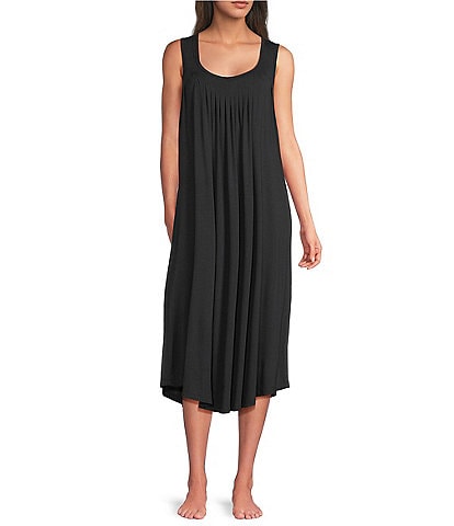 Papinelle Sleeveless Scoop Neck Soft Modal Pleated Nightgown