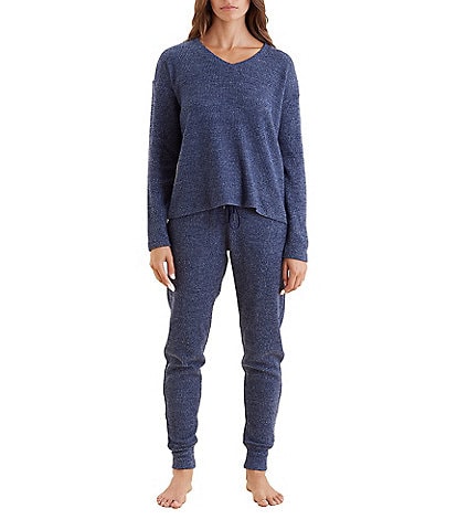 Papinelle Waffle Textured Long Sleeve V-Neck Knit Lounge Set