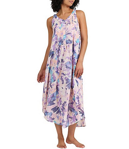 Papinelle Willow Woven Abstract Print Sleeveless Round Neck Nightgown