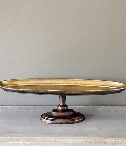 Park Hill Manor Collection Continental Aged Brass Pedestal Tray