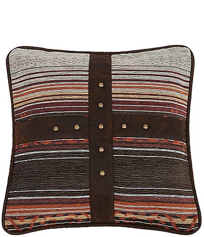 Paseo Road by HiEnd Accents Estes Vegan Leather Detailing Chenille Jacquard Square Pillow