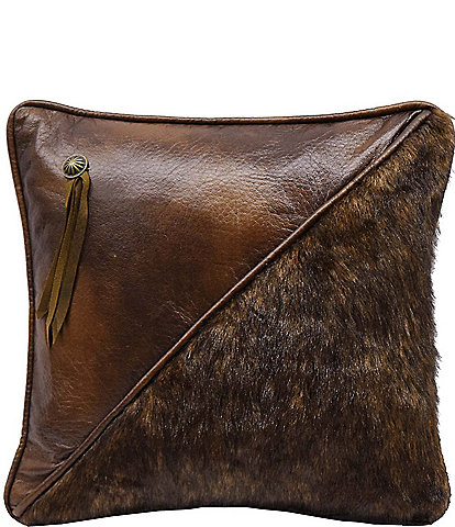 Paseo Road by HiEnd Accents Half Faux Fur & Faux Leather Square Throw Pillow