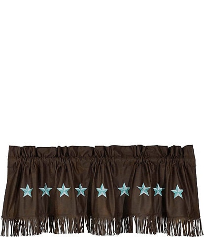 Paseo Road by HiEnd Accents Laredo Turquoise Embroidered Star Window Valance