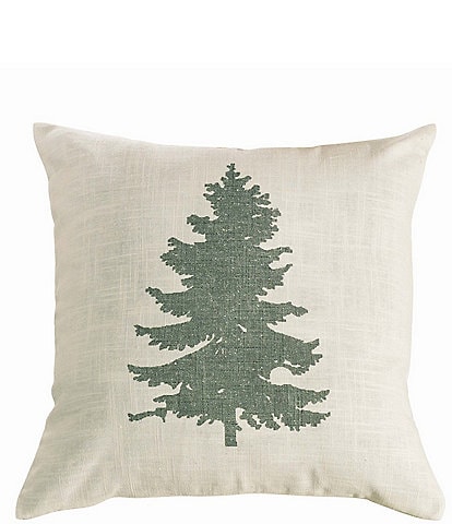 Paseo Road by HiEnd Accents Lodge Pine Cone Collection Green Pine Tree Linen Printed Square Decorative Pillow