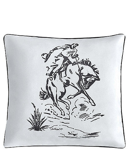Paseo Road by HiEnd Accents Ranch Life Western Bronc Rider Indoor/Outdoor Reversible Square Pillow