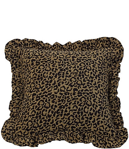 Paseo Road by HiEnd Accents San Angelo Leopard Print Chenille Ruffled Square Pillow
