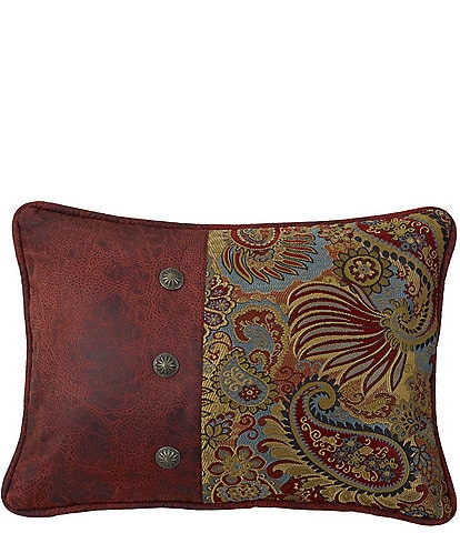 Paseo Road by HiEnd Accents San Angelo Paisley Printed With Red Leather & Concho Decorative Pillow