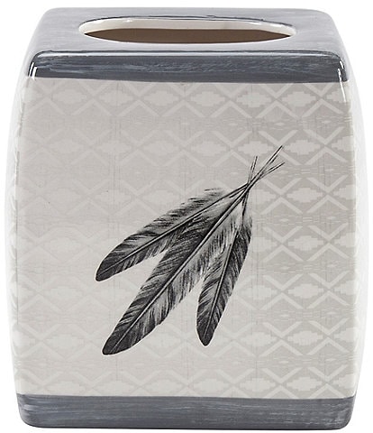 Paseo Road by HiEnd Accents Southwestern Feather Design Ceramic Tissue Box Cover