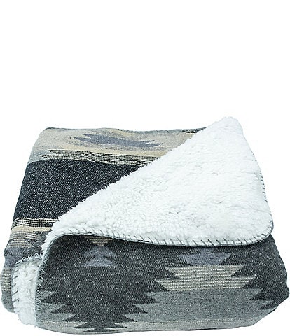 Paseo Road by HiEnd Accents Southwestern Geometric Gray Pattern Reversible Shearling Throw Blanket