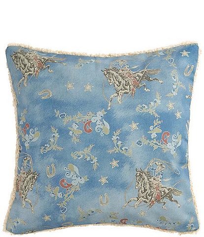 Paseo Road by HiEnd Accents Tasha Polizzi Collection Lee Western Washed Denim Teddy-Backed Square Pillow