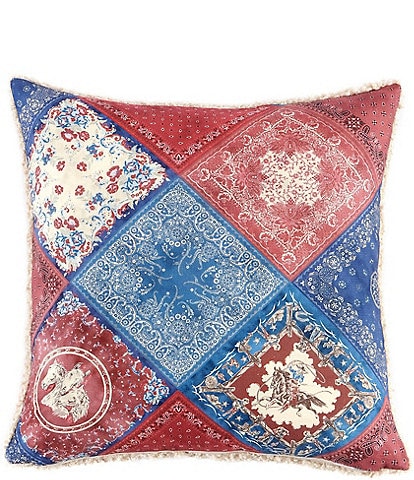 Paseo Road by HiEnd Accents Tasha Polizzi Collection Patchwork Bandana Teddy-Backed Square Pillow