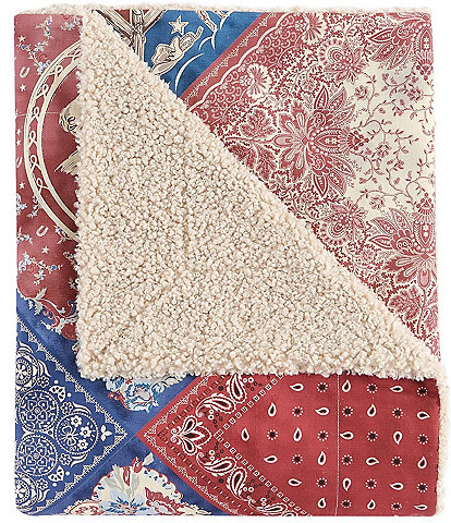 Paseo Road by HiEnd Accents Tasha Polizzi Collection Patchwork Bandana Teddy-Backed Throw Blanket