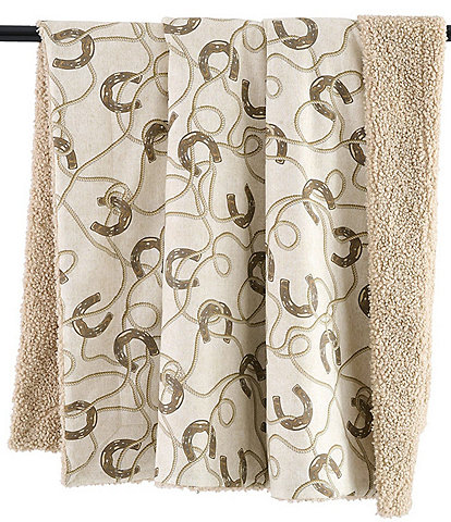 Paseo Road by HiEnd Accents Tasha Polizzi Collection Pierre Equestrian Teddy-Backed Throw Blanket